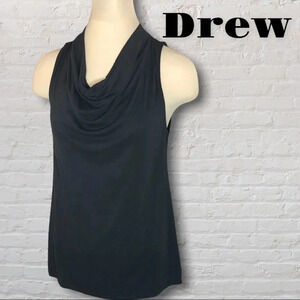 NWT Drew Ally Sleeveless Drape Front Top in Black